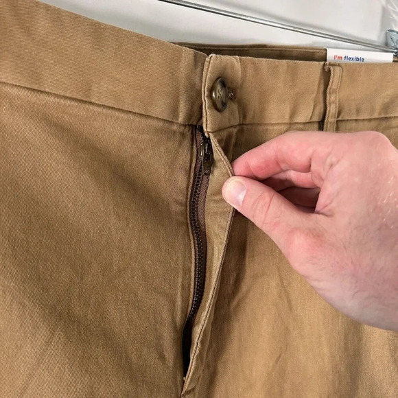 Old Navy Pants Men's 38x32 Brown Straight Cotton Blend Work Office New - Picture 5 of 8